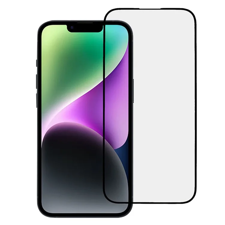 Wholesale purchase of 2.5D curved edge tempered glass screen protection for iPhone 14 with transparent screen protector film.