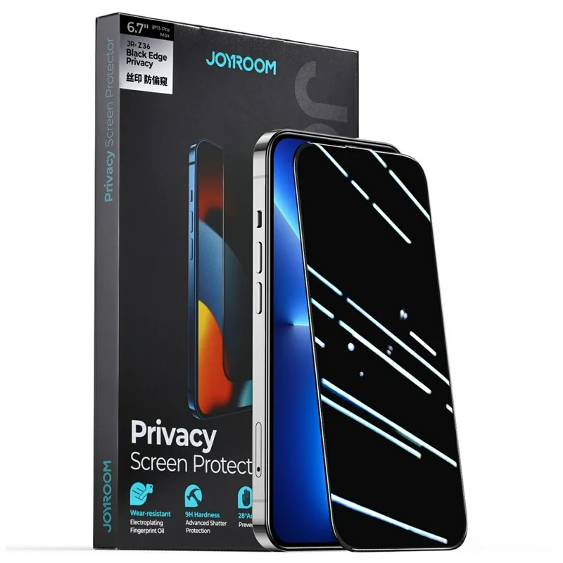 JOYROOM JR-Z36 For iPhone 15 Pro Max 2.5D Anti-Spy Full Screen Protector High Aluminium-Silicon Glass Film