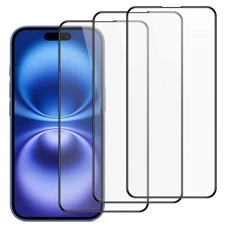 Оптовая закупка 3 шт. для iPhone 16 Plus, прозрачная защитная пленка для экрана с инструментом для установки, закаленное стекло с изогнутыми краями 2,5D.