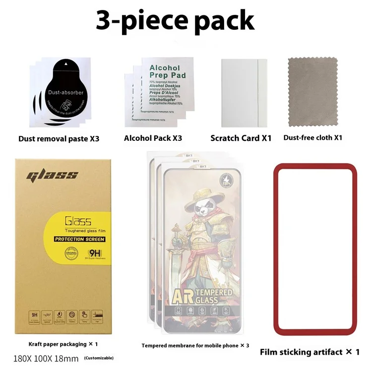 Bulk Purchasing 3Pcs For iPhone 14 Pro Clear Screen Protector with Installation Tool, 2.5D Arc Edge Tempered Glass Screen Film