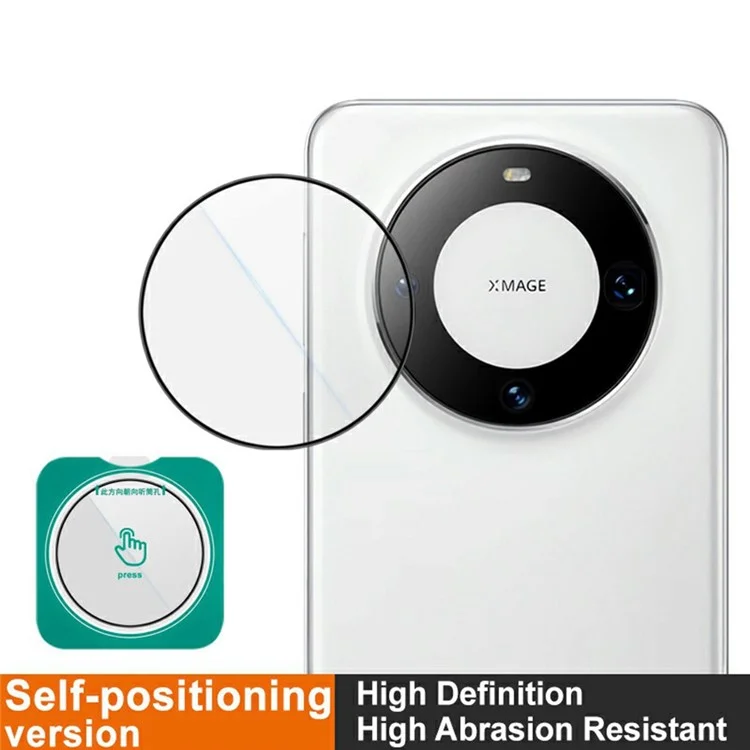 IMAK Para Huawei Mate 60 Pro / Mate 60 Pro+ Protector de lente de cámara Película de vidrio templado con marco de autoposicionamiento