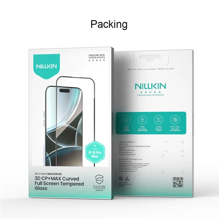 NILLKIN 3D CP+MAX For iPhone 16 Pro Max Screen Protector Full Coverage Anti Explosion AGC Glass Film