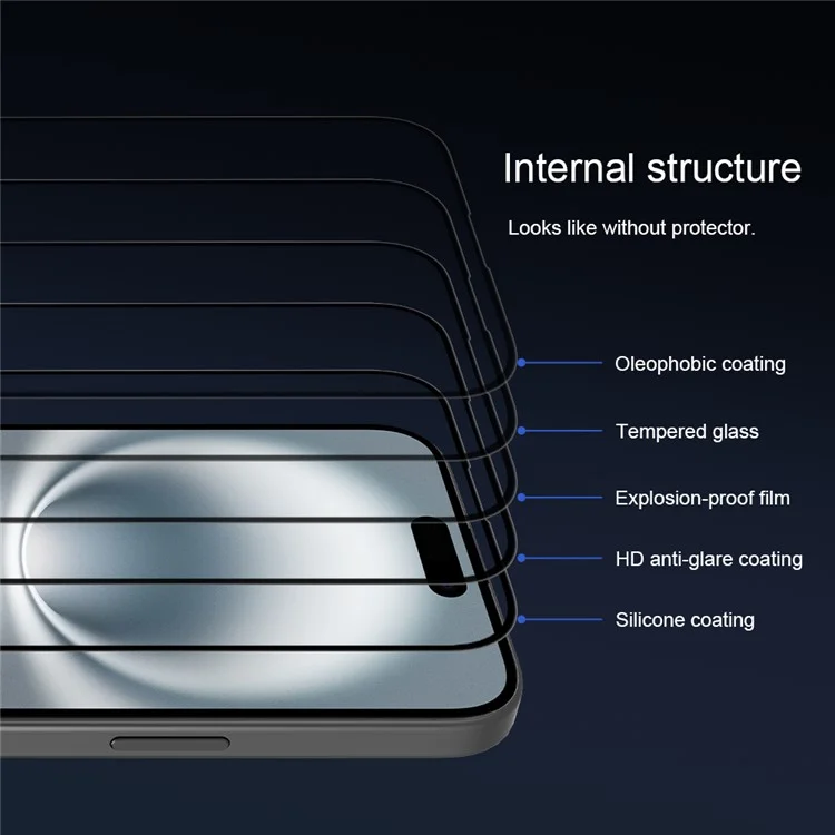 Protecteur d'écran NILLKIN 3D CP+MAX pour iPhone 16, couverture complète, verre antiexplosion AGC