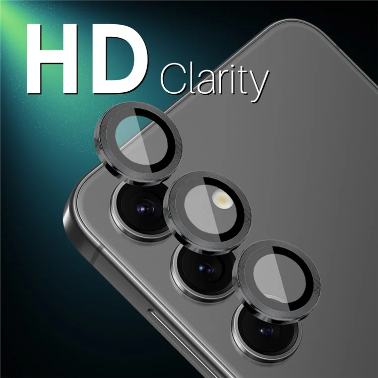 NORTHJO 1 Set For Samsung Galaxy S25 Tempered Glass Camera Lens Film CD Veins Metal Ring Lens Guard - Black