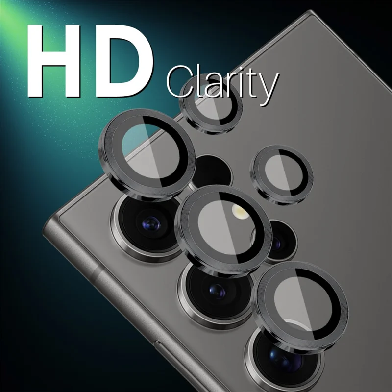 NORTHJO 1 Set For Samsung Galaxy S25 Ultra Tempered Glass Camera Lens Film CD Veins Metal Ring Lens Guard - Black
