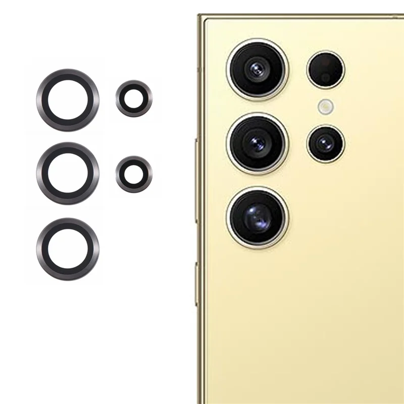 For Samsung Galaxy S25 Ultra Camera Lens Protector Set Electroplating Metal + Tempered Glass Individual Lens Film - Titanium Grey