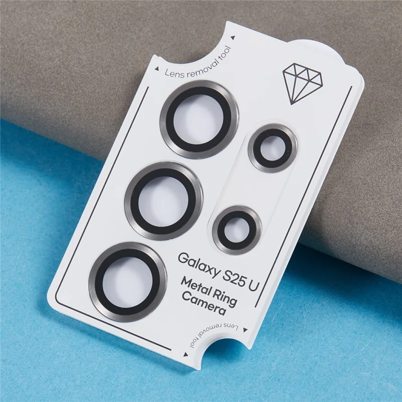 For Samsung Galaxy S25 Ultra Camera Lens Protector Set Electroplating Metal + Tempered Glass Individual Lens Film - Titanium Grey