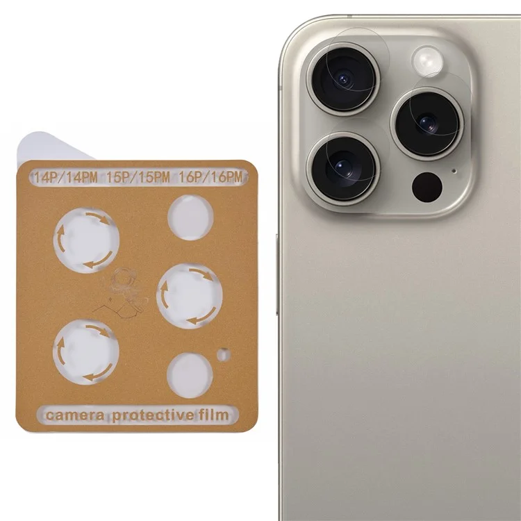 Camera Lens Protector For iPhone 16 Pro / 16 Pro Max / 15 Pro / 15 Pro Max / 14 Pro / 14 Pro Max Tempered Glass Lens Film Precise Positioning Easy Installation