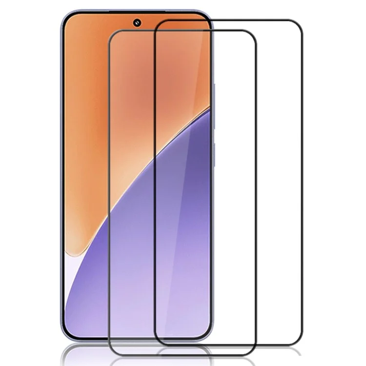 AMORUS 2 Pieces for Xiaomi 15 Shatterproof Screen Protector Silk Print Tempered Glass Film - Black