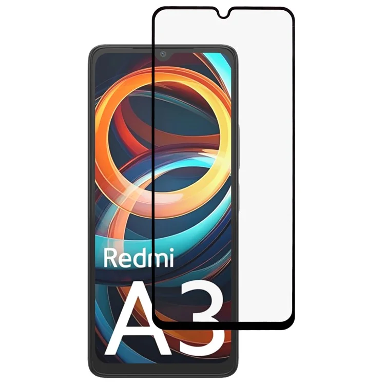 Protecteur d'écran en verre trempé avec impression de soie et colle totale pour Xiaomi Redmi A4 5G / A3 Pro 4G
