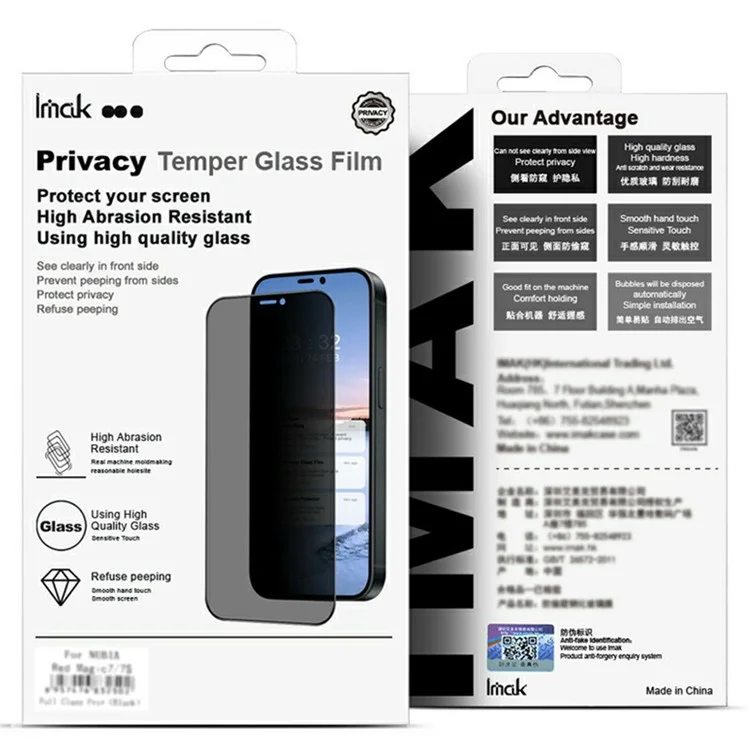 IMAK pour Xiaomi 15 / 15 Edition personnalisée Protecteur d'écran en verre trempé anti-peeping Full Coverage