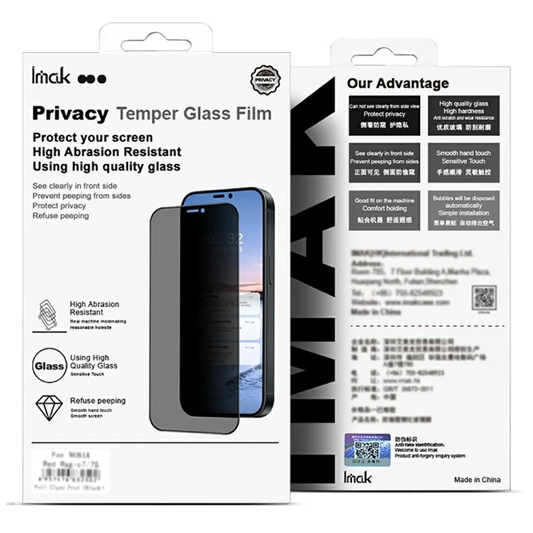 IMAK For Honor Magic7 Pro 5G Protector de pantalla de vidrio templado antiespia (Versión sin borde)