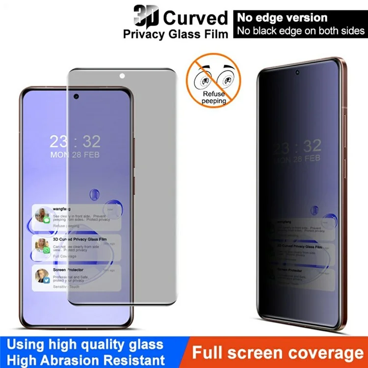 IMAK Für Realme GT 7 Pro 5G Anti-Spion gehärtetes Glas Bildschirmschutz (Keine Kantenvariante)