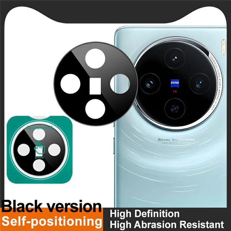 IMAK Para vivo X100 5G Protetor de lente de câmera de vidro temperado com estrutura de auto-posicionamento (versão preta)