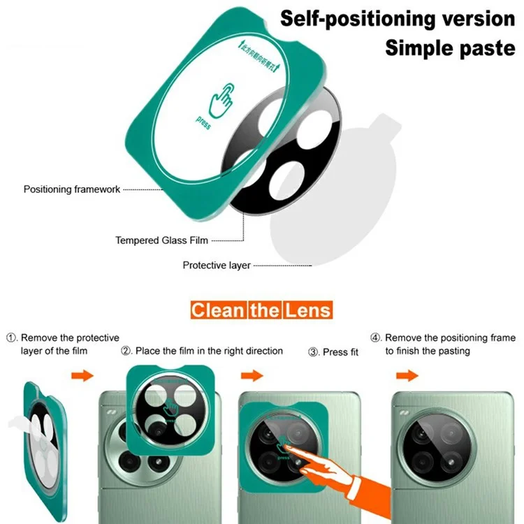 IMAK Per vivo X Fold3 Pro Protezione in vetro temperato per fotocamera con cornice di auto-posizionamento (Versione nera)