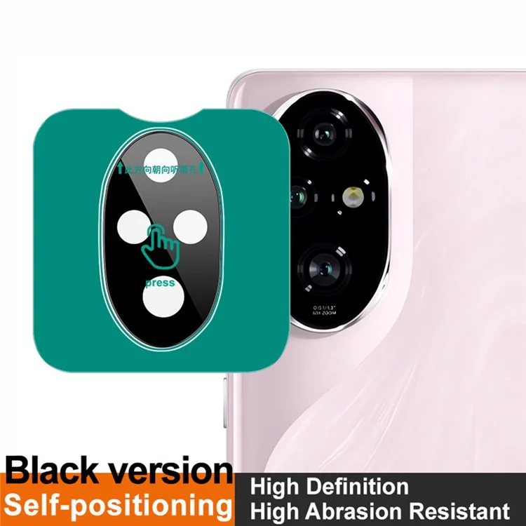 IMAK Per Honor 200 Pro 5G Protezione in vetro temperato per fotocamera con cornice di posizionamento automatico (Versione nera)