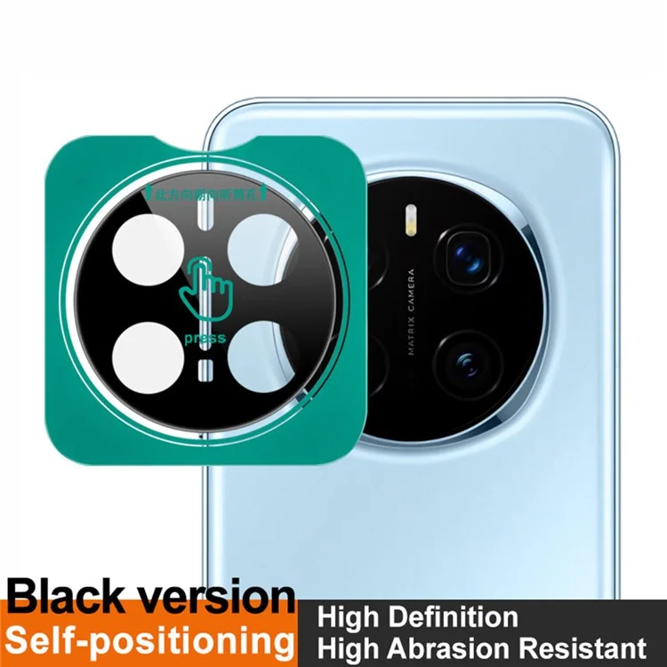 IMAK Protector de lente de cámara de vidrio templado con marco de autoposicionamiento para Honor Magic7 Pro 5G (versión negra)