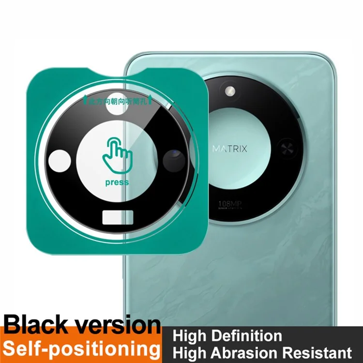 IMAK For Honor X60 5G gehärtetes Glas Kameraobjektiv Schutz mit selbstpositionierendem Rahmen (Schwarze Version)