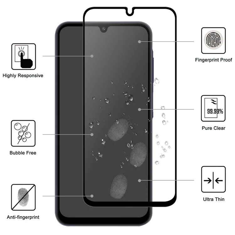 Protecteur d'écran en verre AGC pour Samsung Galaxy A26 5G, film d'écran bord noir avec colle intégrale
