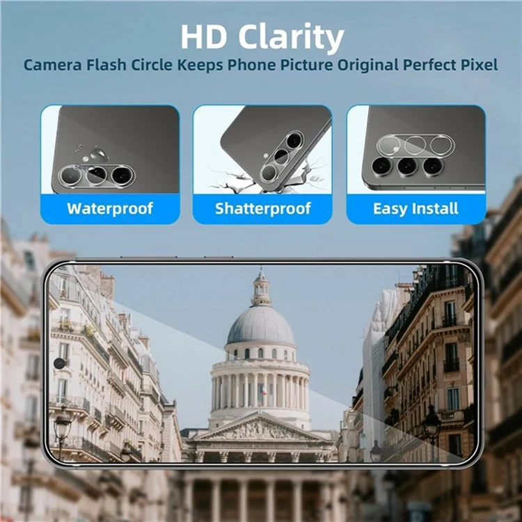 2 pièces pour protecteur d'écran en verre trempé haute clarté avec bord incurvé 2,5D pour Samsung Galaxy A26 5G, avec film pour l'objectif de la caméra.