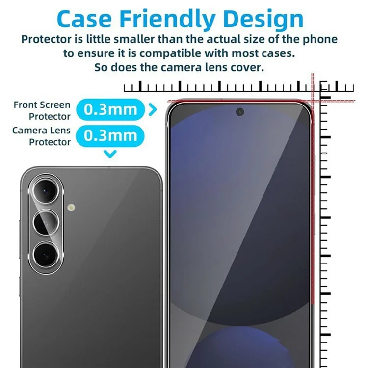 2 pièces pour protecteur d'écran en verre trempé haute clarté avec bord incurvé 2,5D pour Samsung Galaxy A26 5G, avec film pour l'objectif de la caméra.