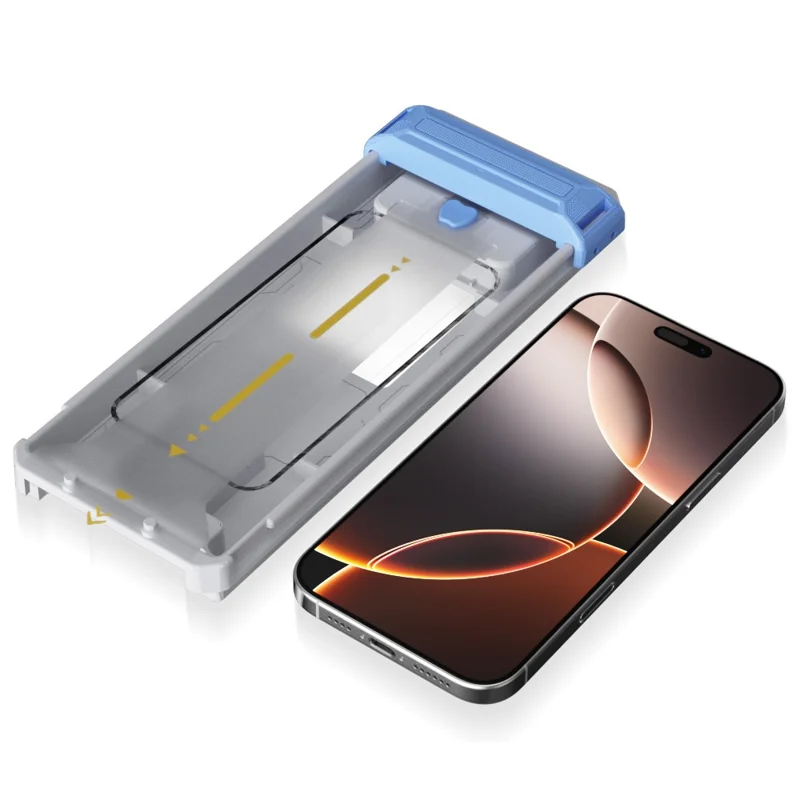 Película de vidrio templado RURIHAI para iPhone 16 Plus 3D Cold Carving Screen Protector con eliminador de polvo