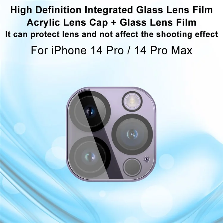 IMAK Anti-scratch Lens Protector para iPhone 14 Pro / 14 Pro Max, Película de Lente de Vidrio Templado + Tapa de Lente de Acrílico