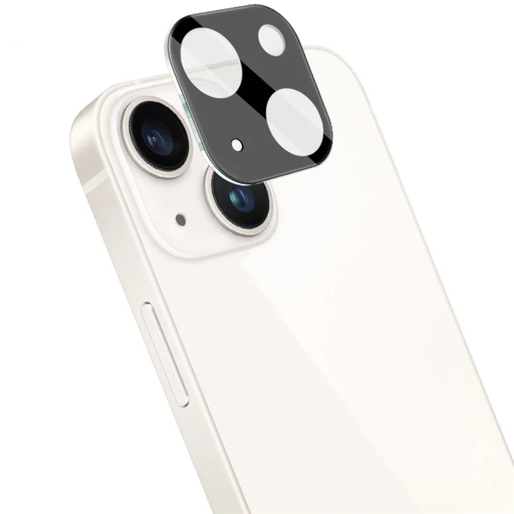 IMAK Protector de Lente de Vidrio Templado + Tapa de Lente de Acrílico para iPhone 14 / 14 Plus, Película Antiabrasión para Lente de Cámara (Versión Negra)