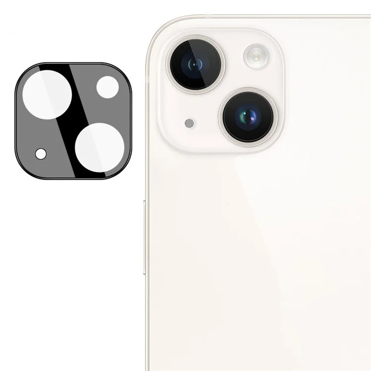 IMAK Protector de Lente de Vidrio Templado + Tapa de Lente de Acrílico para iPhone 14 / 14 Plus, Película Antiabrasión para Lente de Cámara (Versión Negra)