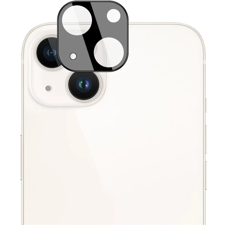 IMAK Protector de Lente de Vidrio Templado + Tapa de Lente de Acrílico para iPhone 14 / 14 Plus, Película Antiabrasión para Lente de Cámara (Versión Negra)