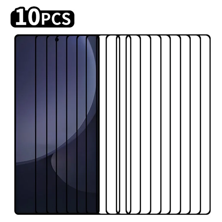 RURIHAI 10Pcs For Samsung Galaxy S25 Ultra Full Glue Screen Protector High Aluminium Silicon Glass Film, Ultrasonic Fingerprint Unlock