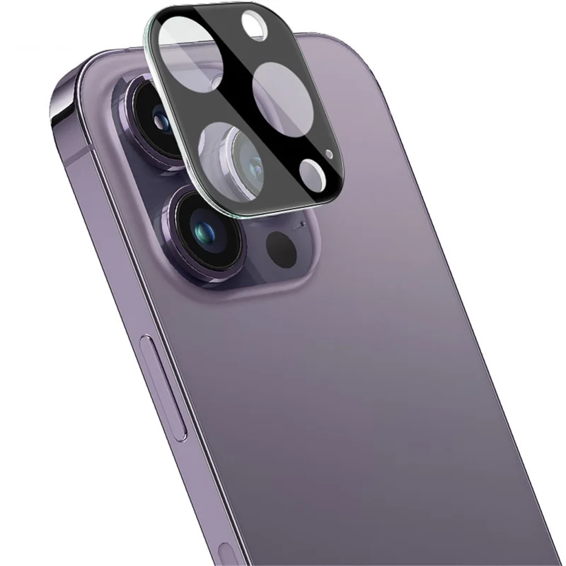 IMAK per iPhone 14 Pro / 14 Pro Max Pellicola in vetro temperato per obiettivo + Copri obiettivo acrilico Anti-graffio Protezione per obiettivo della fotocamera (Versione nera)