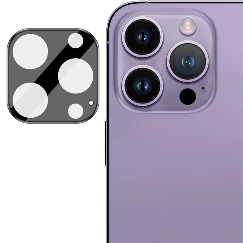 IMAK per iPhone 14 Pro / 14 Pro Max Pellicola in vetro temperato per obiettivo + Copri obiettivo acrilico Anti-graffio Protezione per obiettivo della fotocamera (Versione nera)