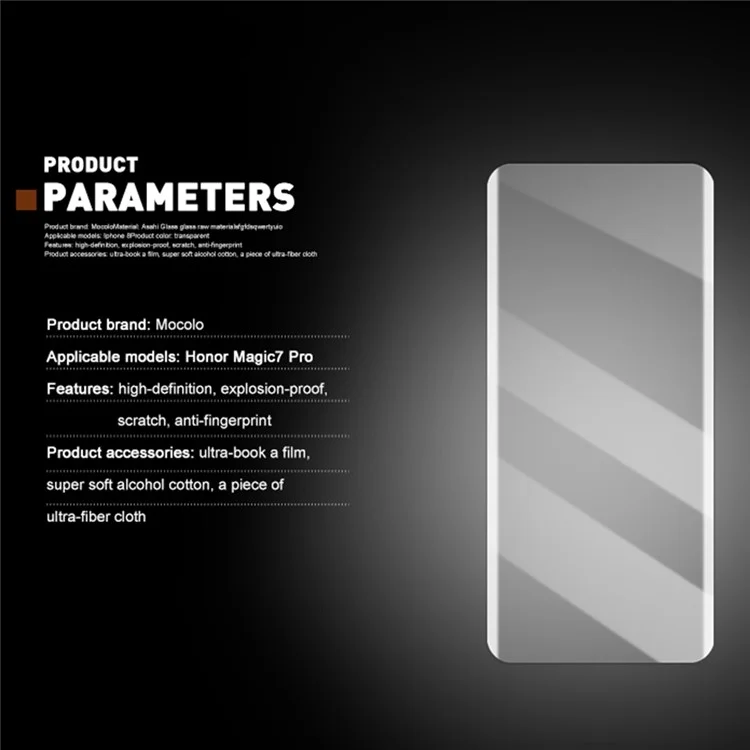 Protector de pantalla de cristal templado con película líquida UV 3D curva de cobertura total para Honor Magic7 Pro 5G de MOCOLO