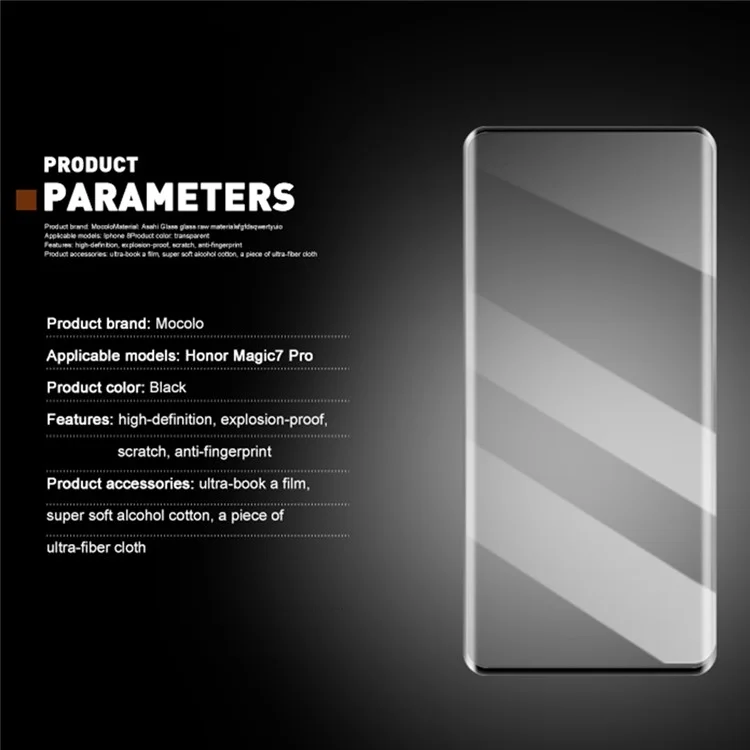 MOCOLO For Honor Magic7 Pro 5G Displayschutz 3D gebogenes gehärtetes Glasfilm