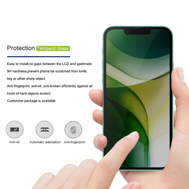 Massen-Einkauf MOCOLO Für iPhone 13 mini Bildschirmschutz Anti-Spionage Seidentextil-Bedruckung gehärtetes Glas - Schwarz