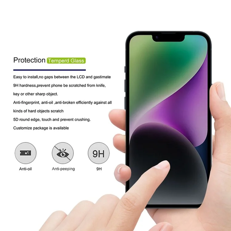 Acquistare all'ingrosso MOCOLO Per iPhone 14 Pellicola protettiva per lo schermo Anti Spy Stampa in seta Vetro temperato - Nero