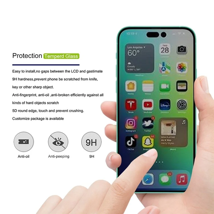 Massen-Kauf MOCOLO Bildschirmschutz für iPhone 14 Pro Anti-Spion Seidendruck gehärtetes Glas - Schwarz