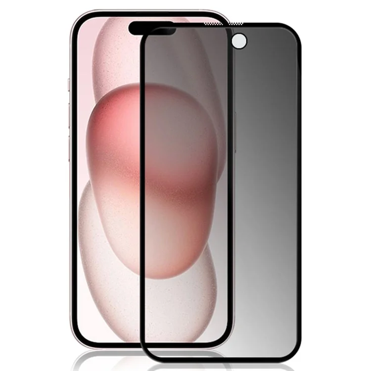 Massenware MOCOLO Displayschutzfolie für iPhone 15, Anti-Spion, Seidendruckglas, schwarz
