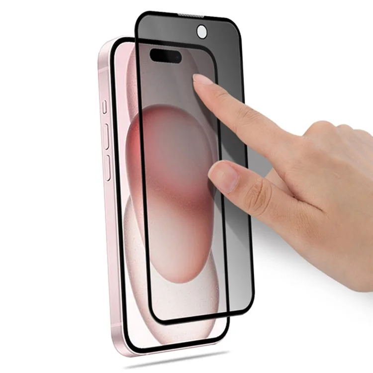 Massenware MOCOLO Displayschutzfolie für iPhone 15, Anti-Spion, Seidendruckglas, schwarz