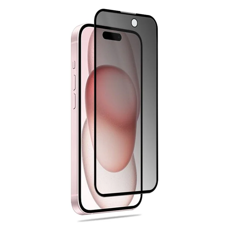 Massenware MOCOLO Displayschutzfolie für iPhone 15, Anti-Spion, Seidendruckglas, schwarz