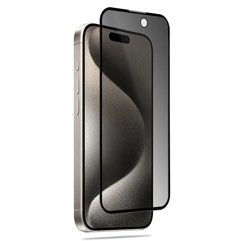 Compre em grande quantidade MOCOLO para iPhone 15 Pro Protetor de tela Anti Spy Silk Printing Película de vidro temperado - Preto