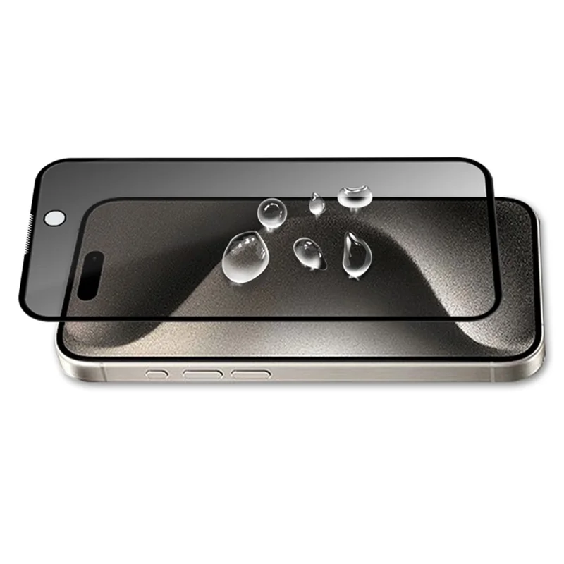 Compre em grande quantidade MOCOLO para iPhone 15 Pro Protetor de tela Anti Spy Silk Printing Película de vidro temperado - Preto