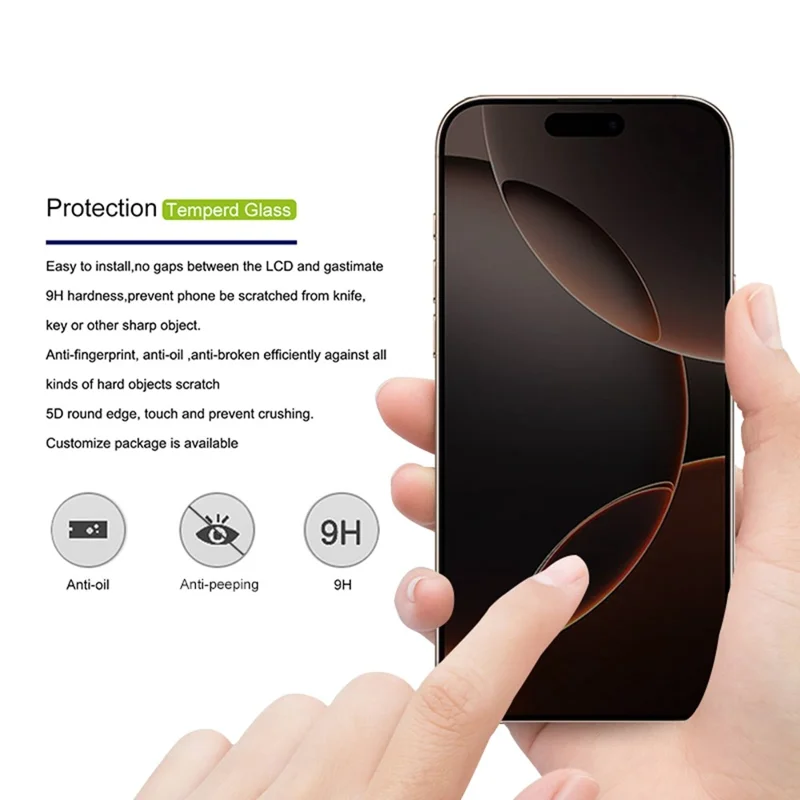 Massenkauf MOCOLO für iPhone 16 Pro Max Bildschirmschutz Anti-Spy Seidendruck Gehärtetes Glasfilm - Schwarz