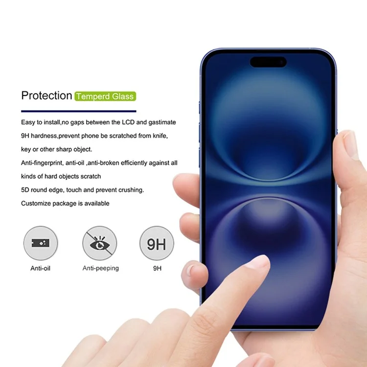 Bulk Buy MOCOLO For iPhone 16 Plus Screen Protector Anti Spy Silk Printing Tempered Glass Film - Black

Массовая закупка MOCOLO для iPhone 16 Plus Защитная пленка для экрана Антишпионская шелковая печать Закаленное стекло - Черный
