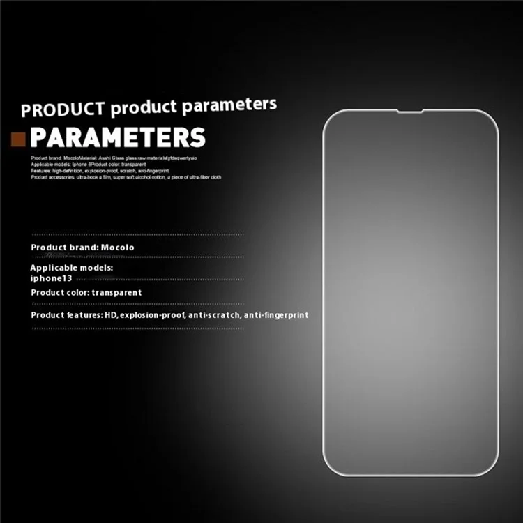 MOCOLO 50 unidades de protector de pantalla de vidrio templado transparente antiralladuras para iPhone 13 mini