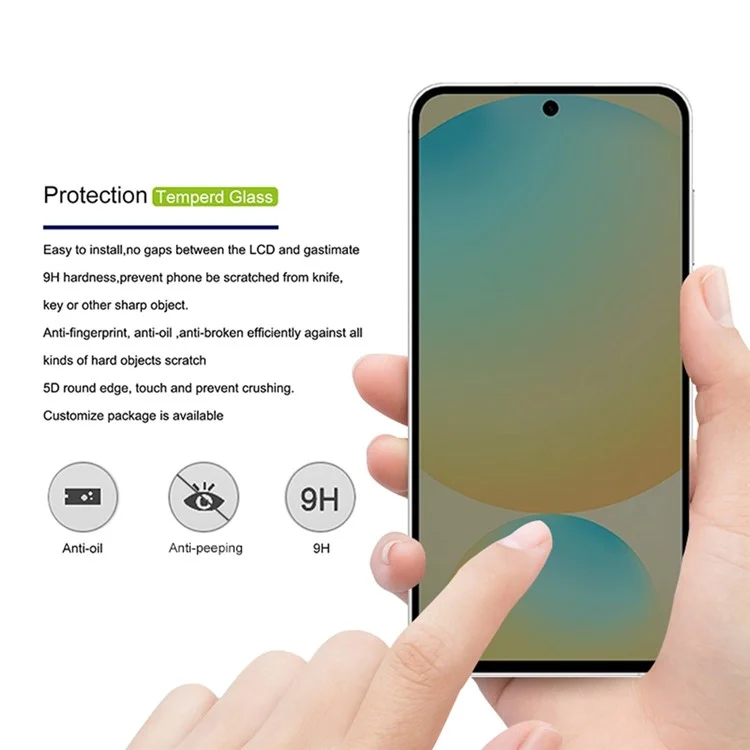 Compra em Massa MOCOLO Para Samsung Galaxy S24 FE Protetor de Tela Anti Spy Seda Impressão Filme de Vidro Temperado - Preto