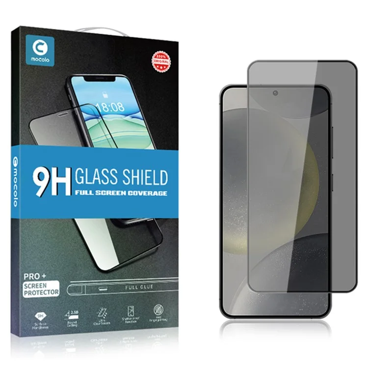 Achat en vrac MOCOLO pour protecteur d'écran Samsung Galaxy S24 Anti-espion Impression de soie Verre trempé - Noir