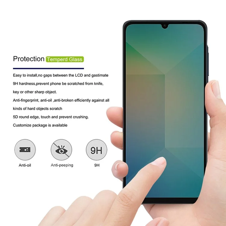 Оптовая закупка защитной пленки MOCOLO для Samsung Galaxy A05s 4G / M14 4G / A06, антишпионское шелковое тисненое закаленное стекло - черный