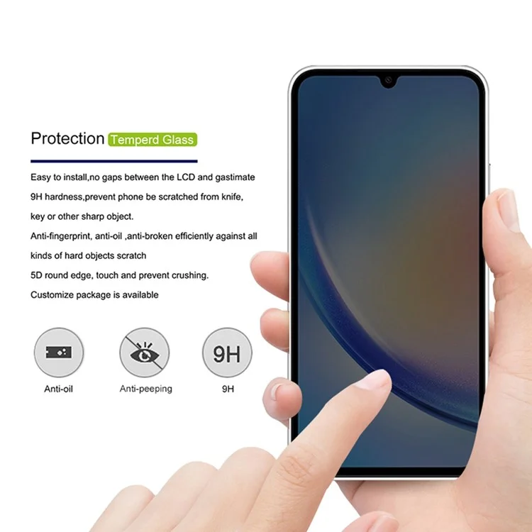 Großeinkauf MOCOLO für Samsung Galaxy A34 5G Bildschirmschutz Anti-Spionage-Seidendruckglas-Folie - Schwarz